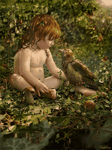pic for Child and bird pagan